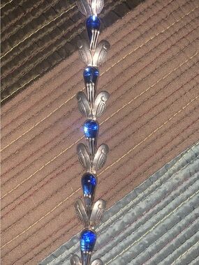 Taxco Mexico 925/cobalt blue glass 7” bracelet